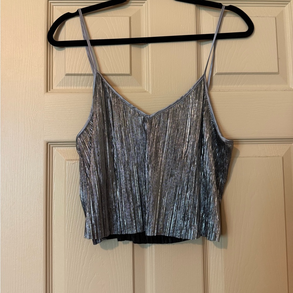 Victoria's Secret Silver Pleated Crop Camisole